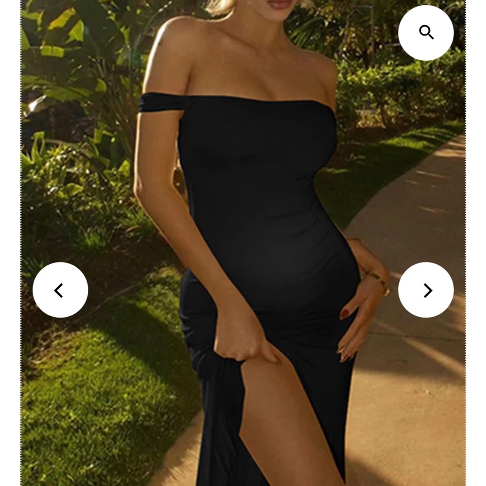Maternity Elegant Black Off-Shoulder Dress